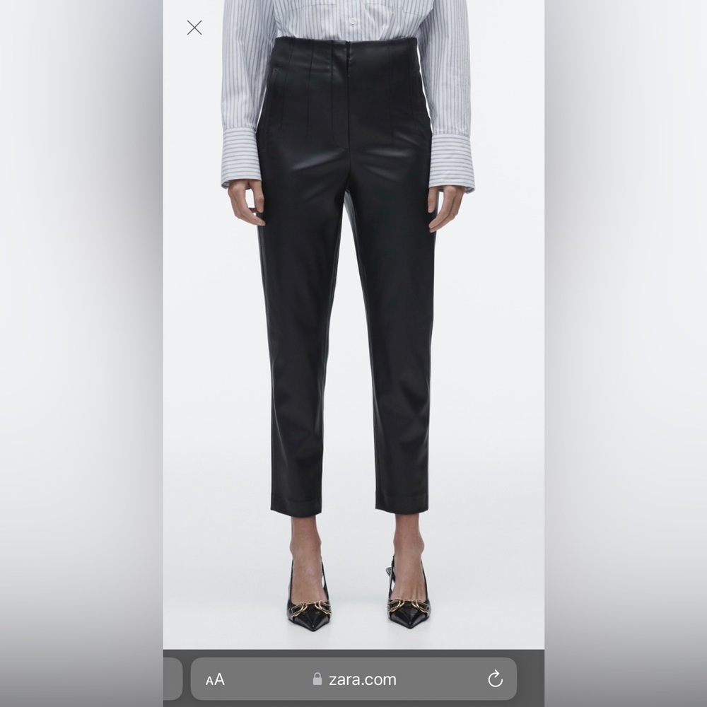 Zara Faux Leather Pants - High Waisted - Medium